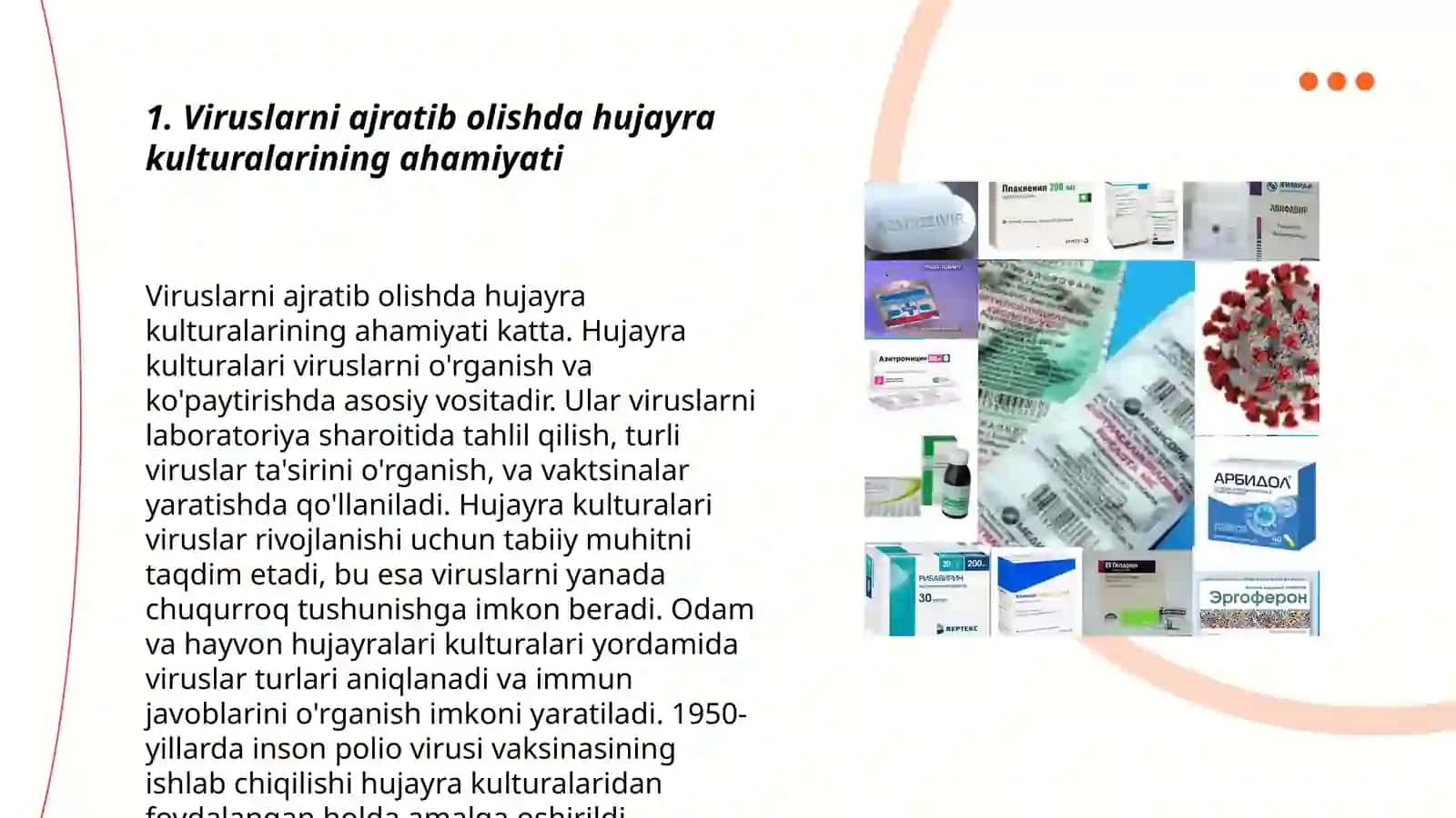 Viruslarni ajratib olishda qoʻllaniladigan hujayra kulturalari, olinishi va ularning qoʻllanilishi 3