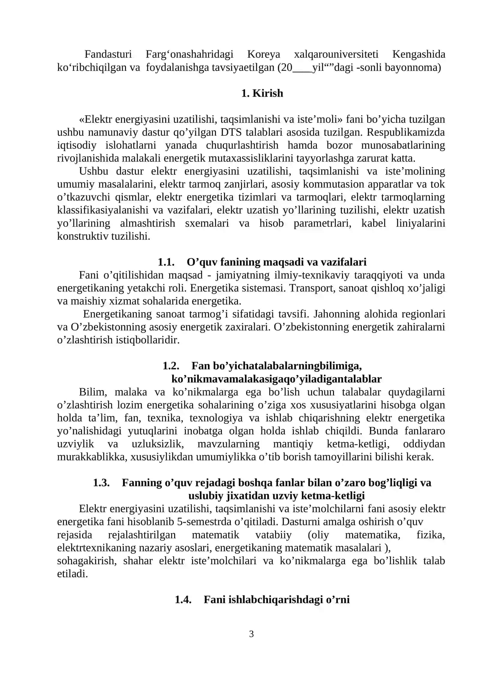 ELEKTR YURITMA ASOSLARI FAN DASTURI 3