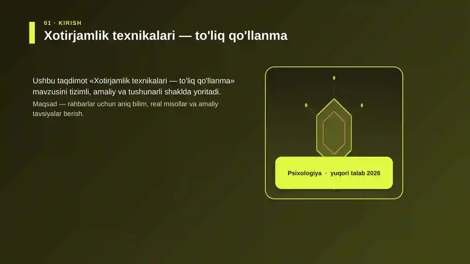 Xotirjamlik texnikalari — to'liq qo'llanma 3