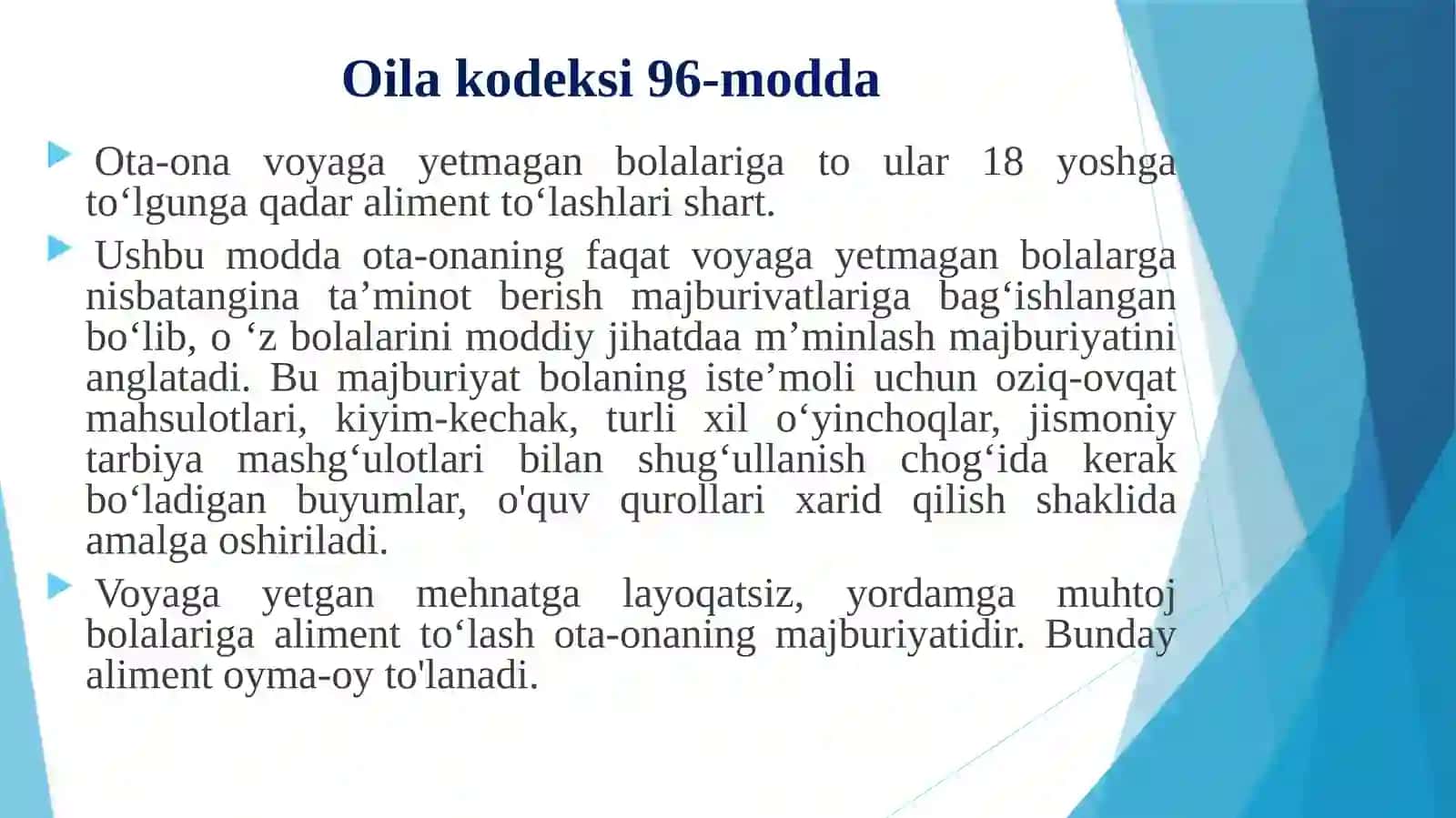 Ota-onavabolalarning aliment majburiyatlari 3
