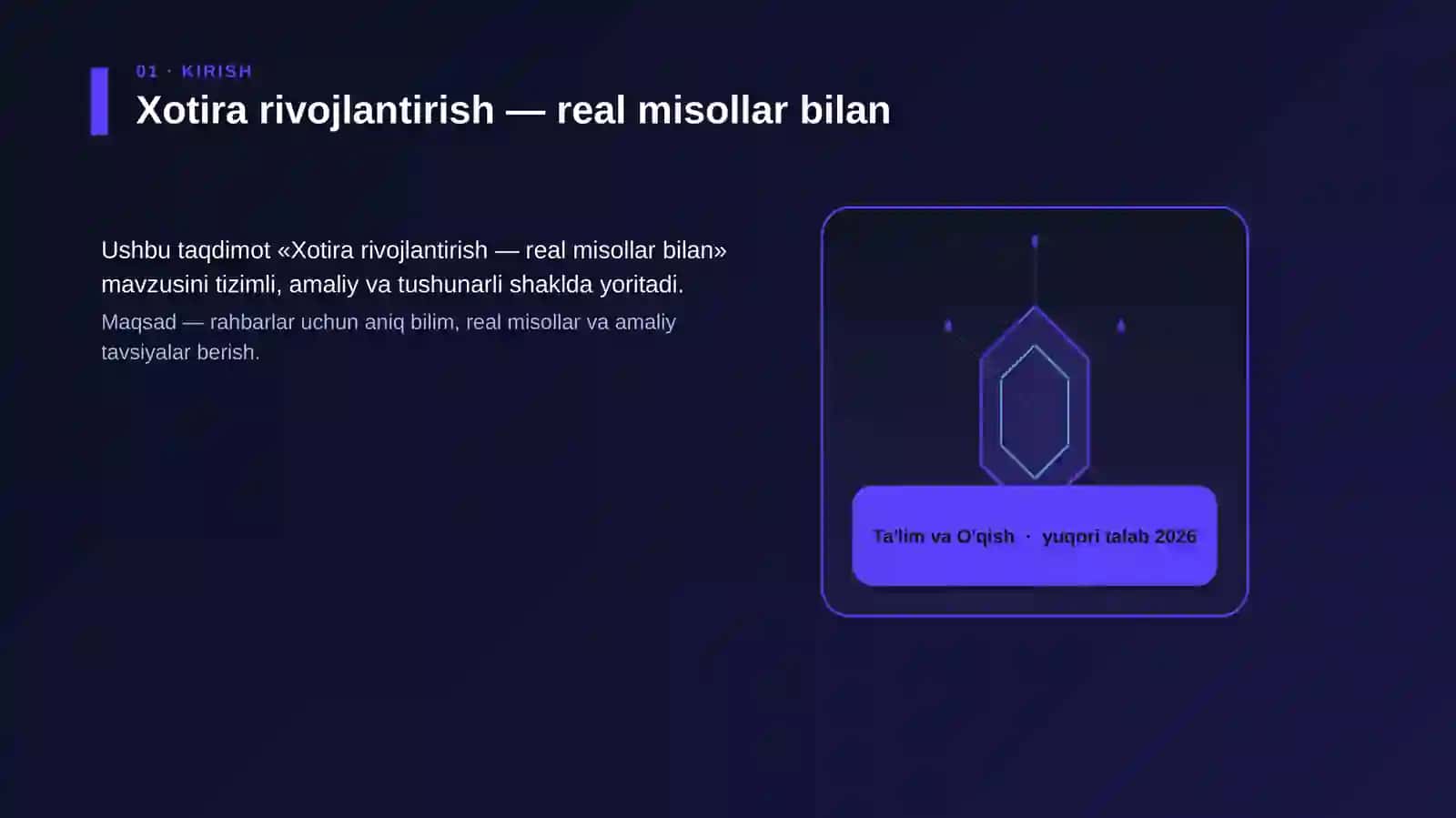 Xotira rivojlantirish — real misollar bilan 3
