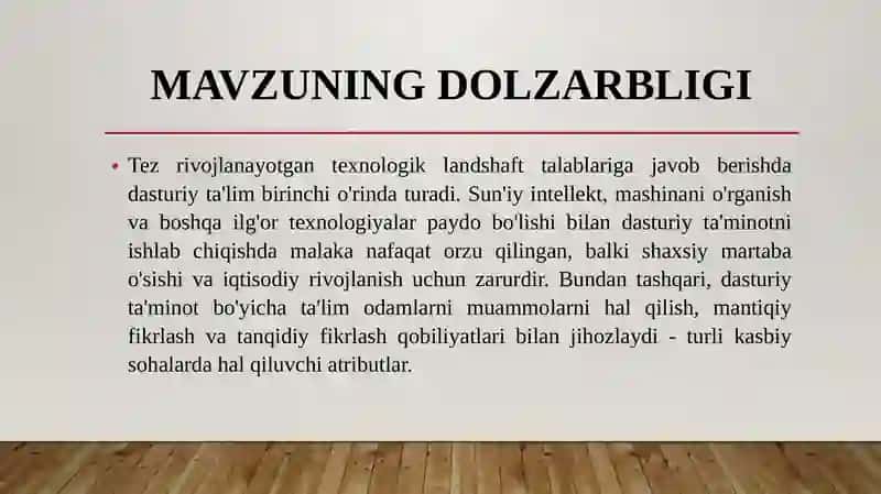 dasturiy ta'lim va unumga oshirish usullari 3