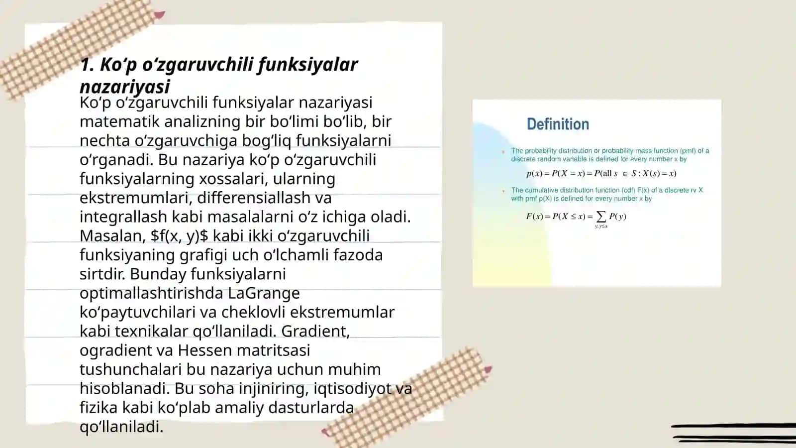 Koʻp oʻzgaruvchili funksiyalar nazariyasi 3