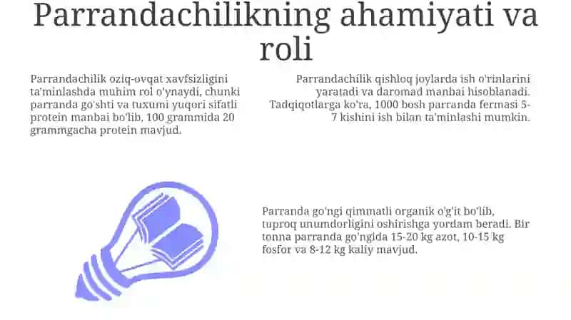 Parrandachilikning ahamiyati va roli 3