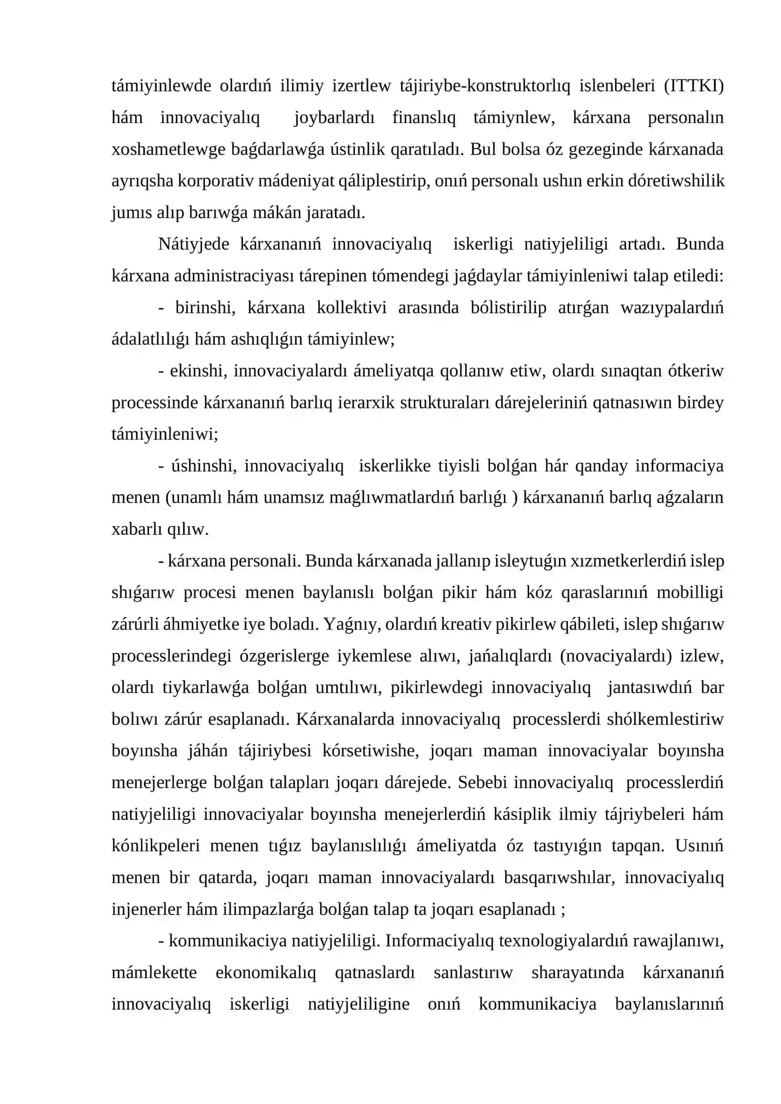 SANAAT KÁRXANALARÍ INNOVCIYALÍQ BASQARÍWÍ NATIYJELILIGIN ASÍRÍWDÍŃ STATISTIKALÍQ ANALIZI 3