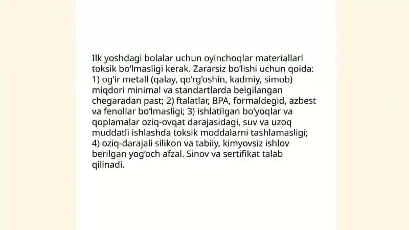 Ilk yoshdagi bolalar oyinchog’iga qoyilgan talablar 3