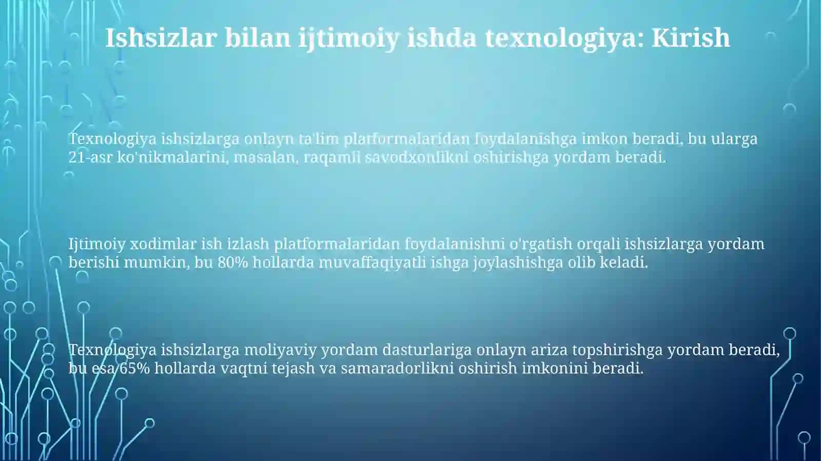 Ishsizlar bilan ijtimoiy ish texnalogiyasi 3
