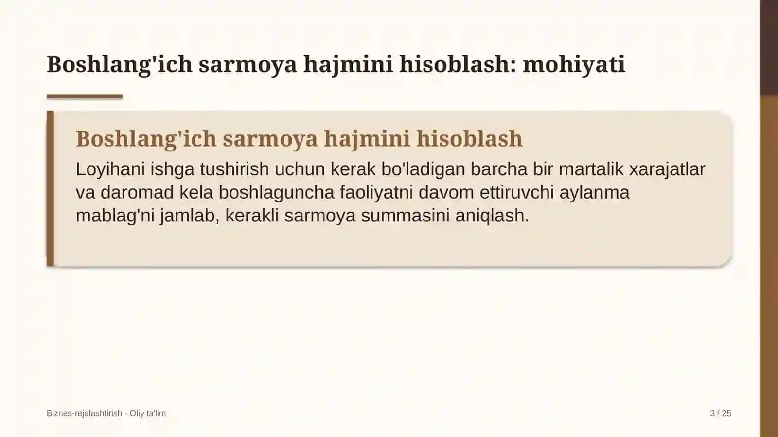 Dehqon xo'jaliklarida boshlang'ich sarmoya hajmini hisoblash 3