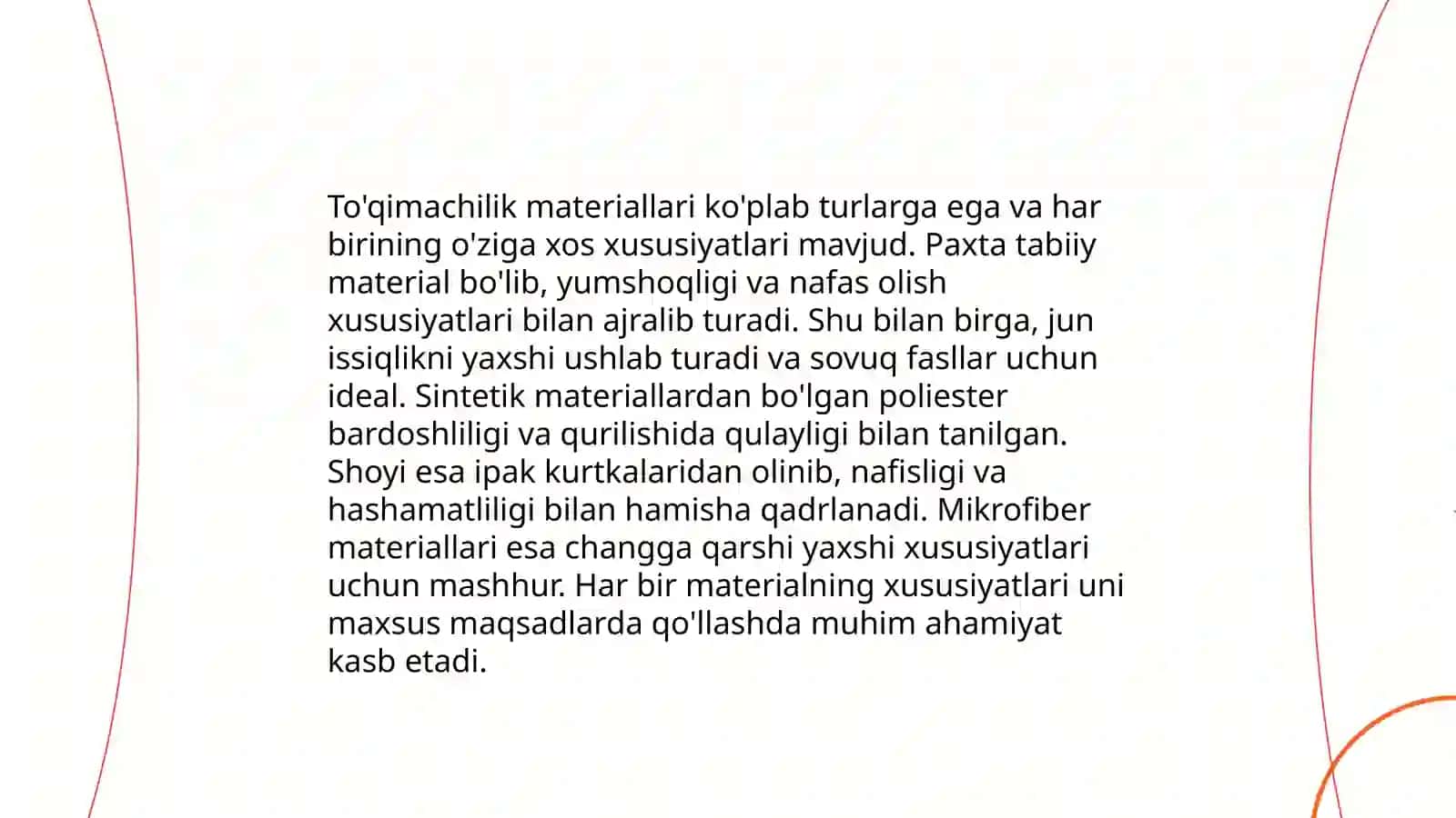 Toʻqimachilik materiallarining kirishishi 3