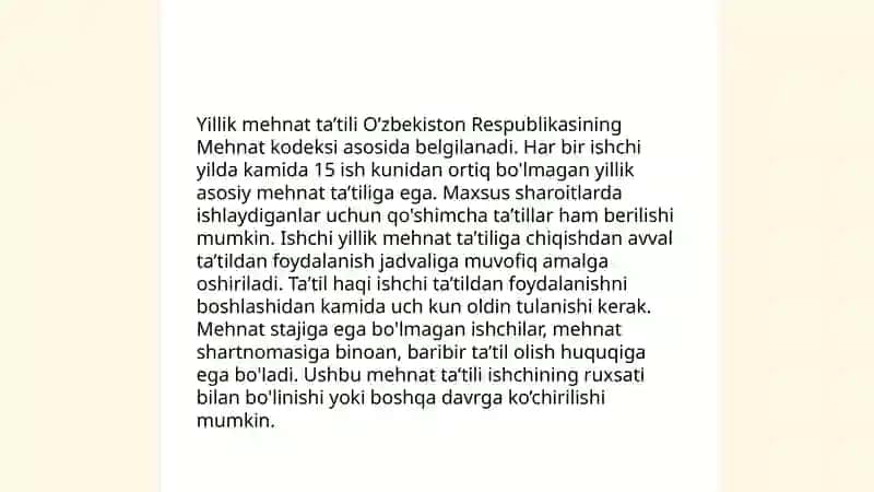 Yillik Mehnat Ta’tili Berish 3
