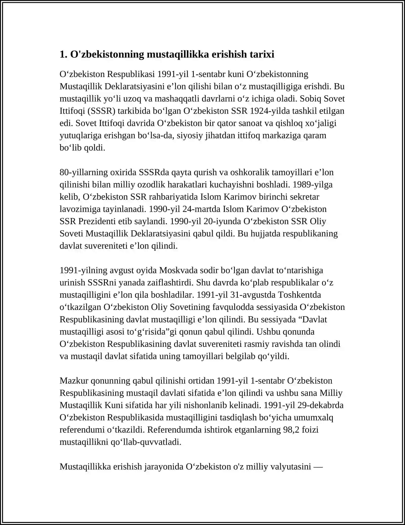 O'ZBEKISTONNING O'ZIGA XOS ISTIQLOL VA TARAQQIYOT YÕLI 3