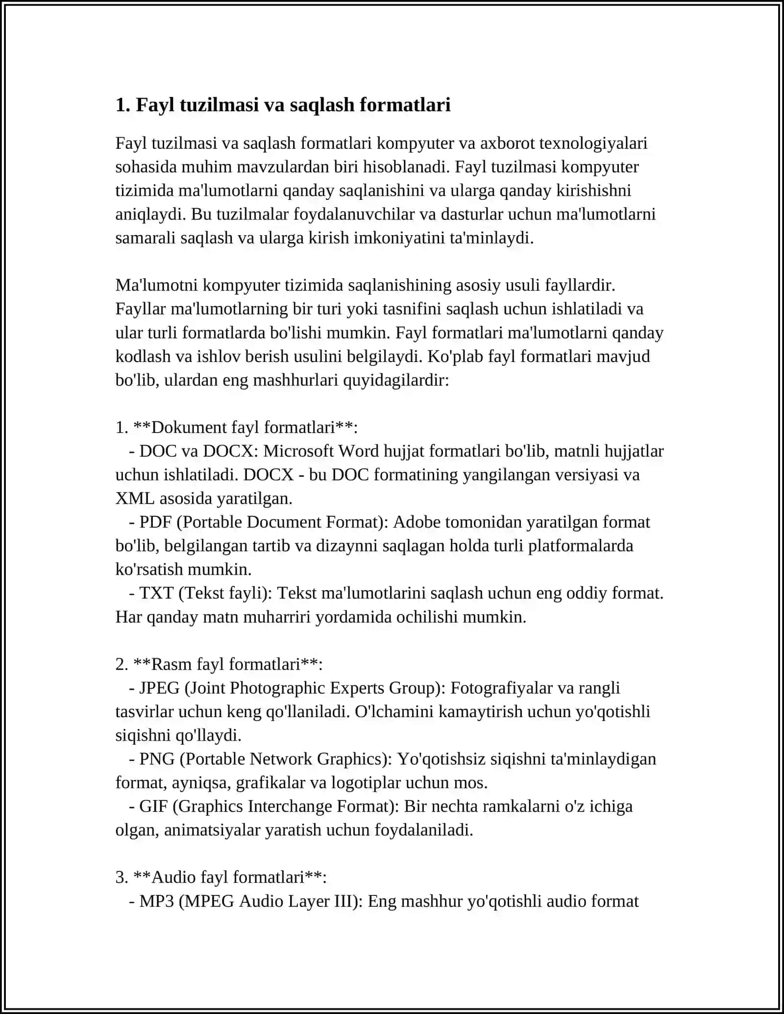 FAYLLAR BILAN ISHLASHINIG YANGI USULARI(1/0 TIXNOLOGIYASI) 3