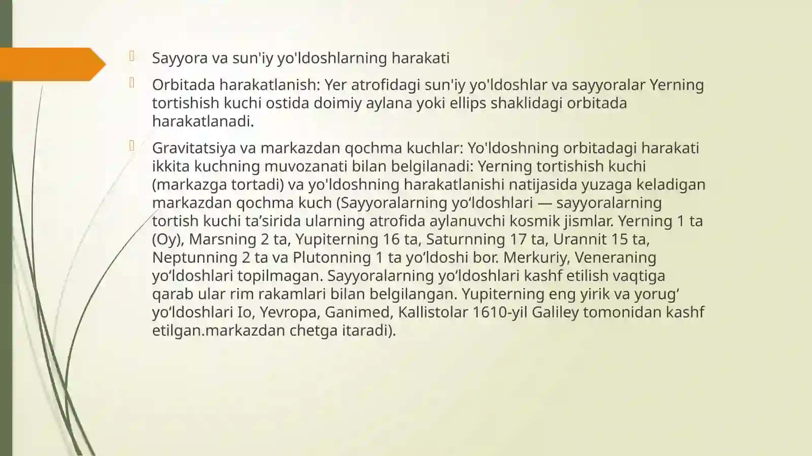 Sayyora va sun’iy yo’ldoshlarning harakati. Kosmik tezliklar 3