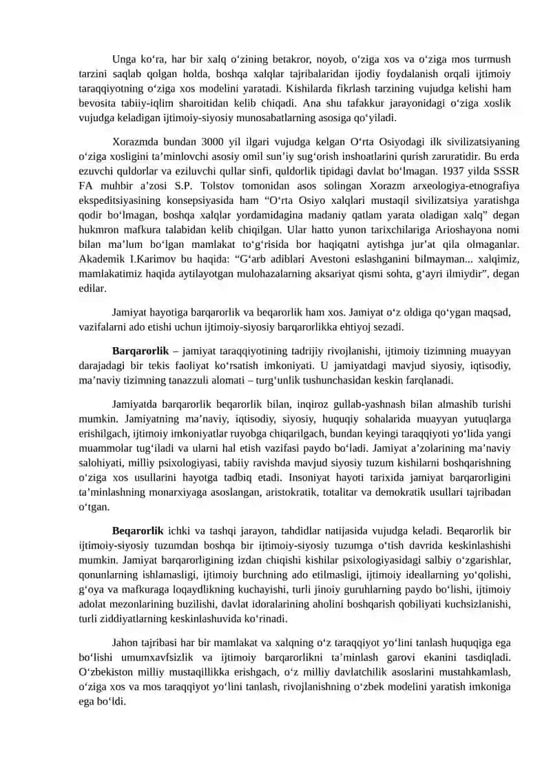 TARIXIY JARAYONDA JAMIYATNING MADANIY VA MA’NAVIYQADRIYATLARI.JAMIYAT VA TARIX FALSAFASI 3