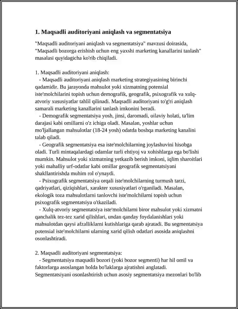 MAQSADLI BOZORGA ERISHISH UCHUN ENG YAXSHI MARKETING KANALLARINI TANLASH 3