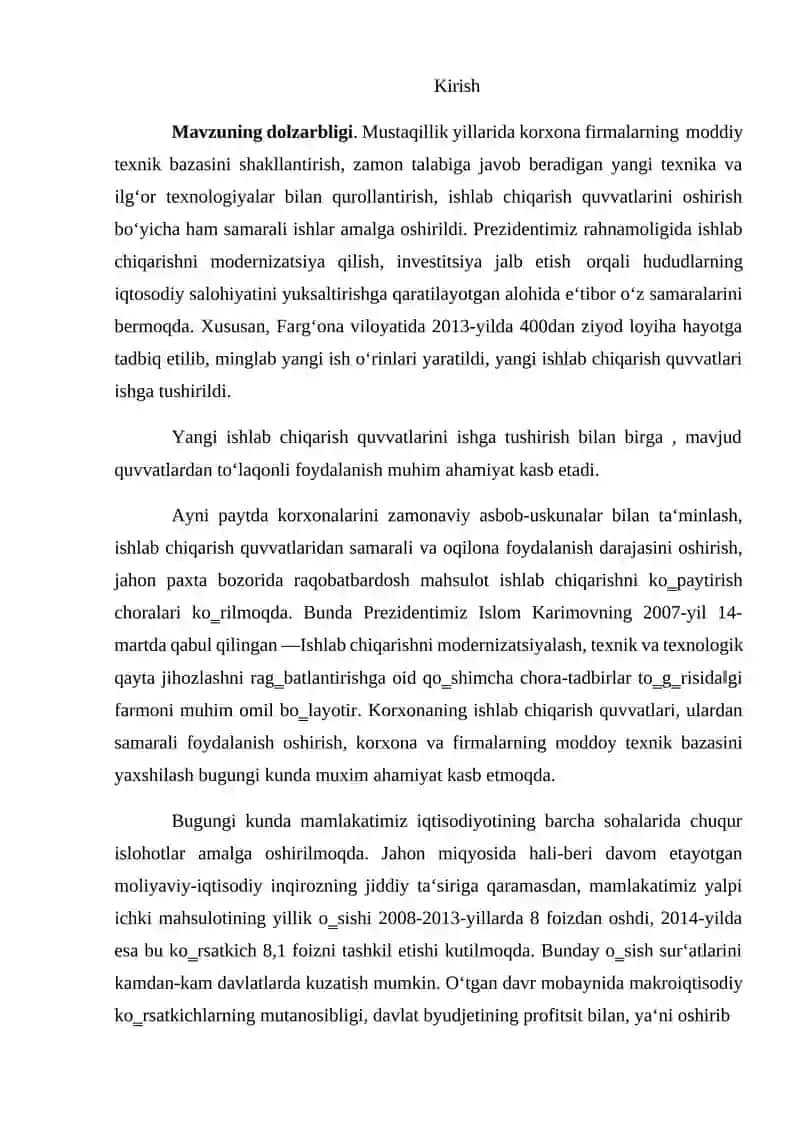 Ishlab chiqarish quvvatidan foydalanish samaradorligini oshirish masalalari 3