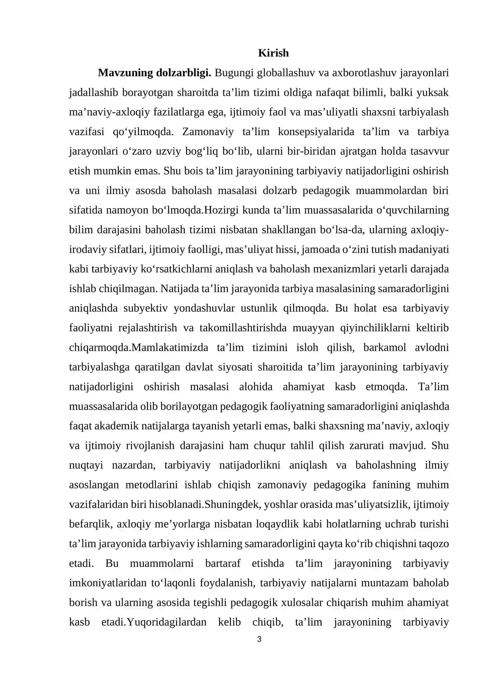 Ta'lim jarayonining tarbiyaviy natijadorligini baholash 3