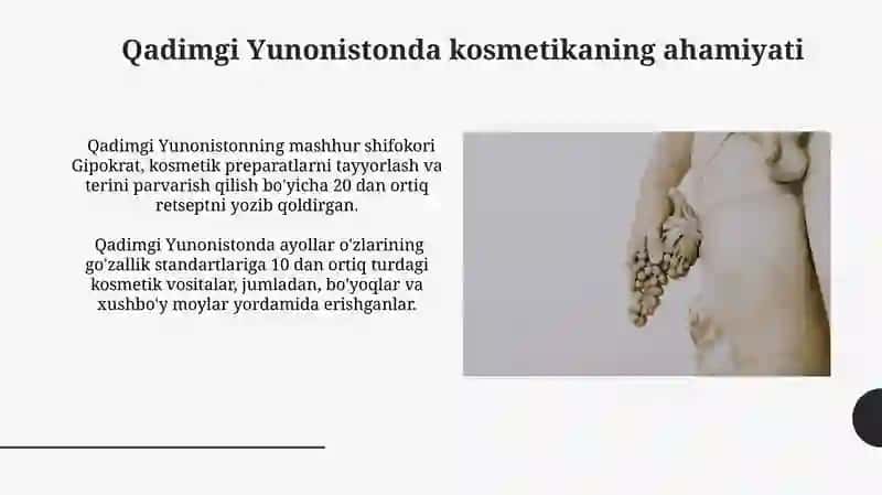 Qadimgi Yunonistonda kosmetologiyaning ahamiyati 3