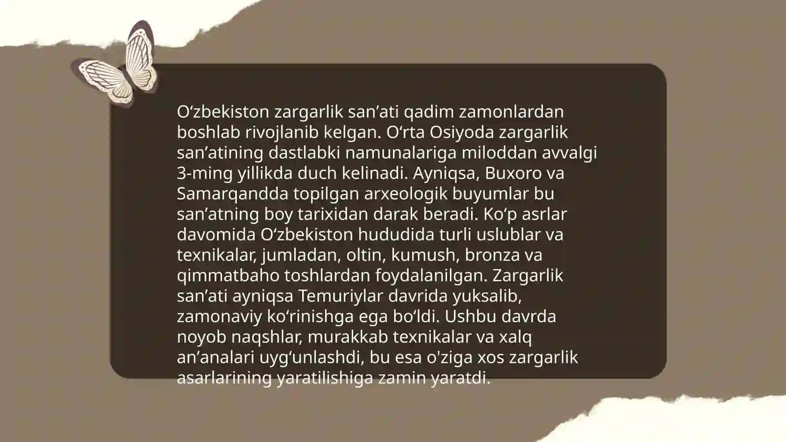 Oʻzbekiston zargarlik sanʼati tarixi 3