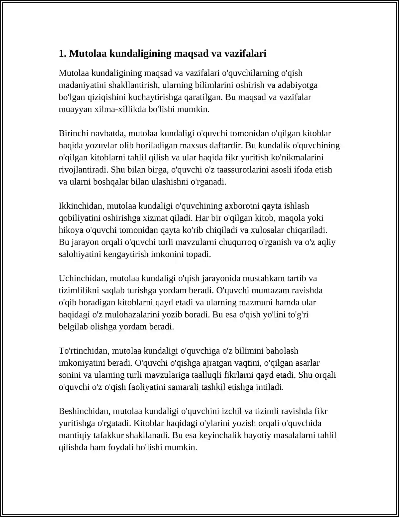 MUTOLAA KUNDALIGI YURITISH METODIKASI 3