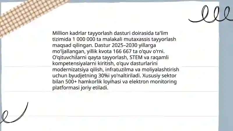 Kadrlar tayyorlash million disturbing ta'lim tizimida amalga oshirilishi 3