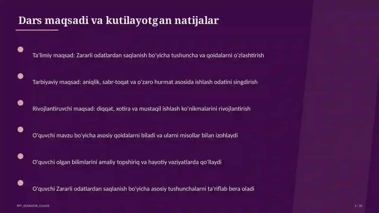 Zararli odatlardan saqlanish (7-sinf) 3