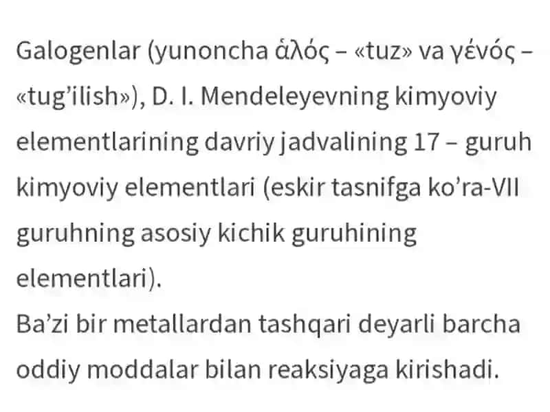 Galogenlar. 3