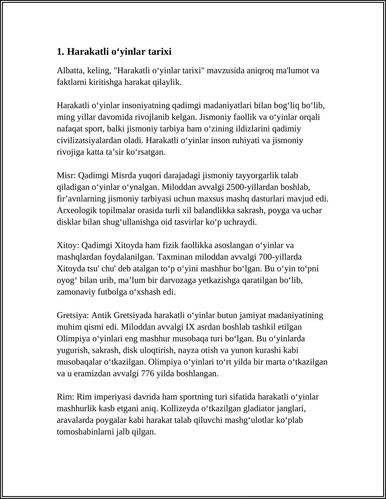 HARAKATLI OʻYINLAR 3