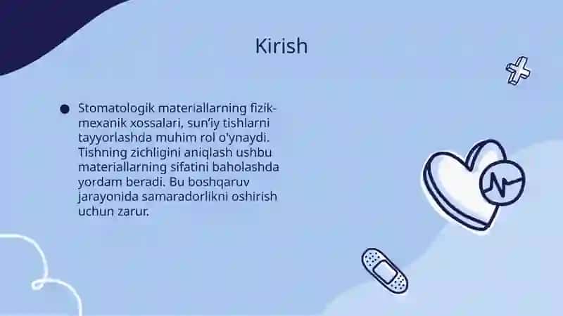 Stomatologik materiallarning fizik-mexanik xossalari. Tishning zichligini aniqlash. Sun’iy tishlarni tayyorlashda ishlatiladigan materiallarning mexanik xossalari 3