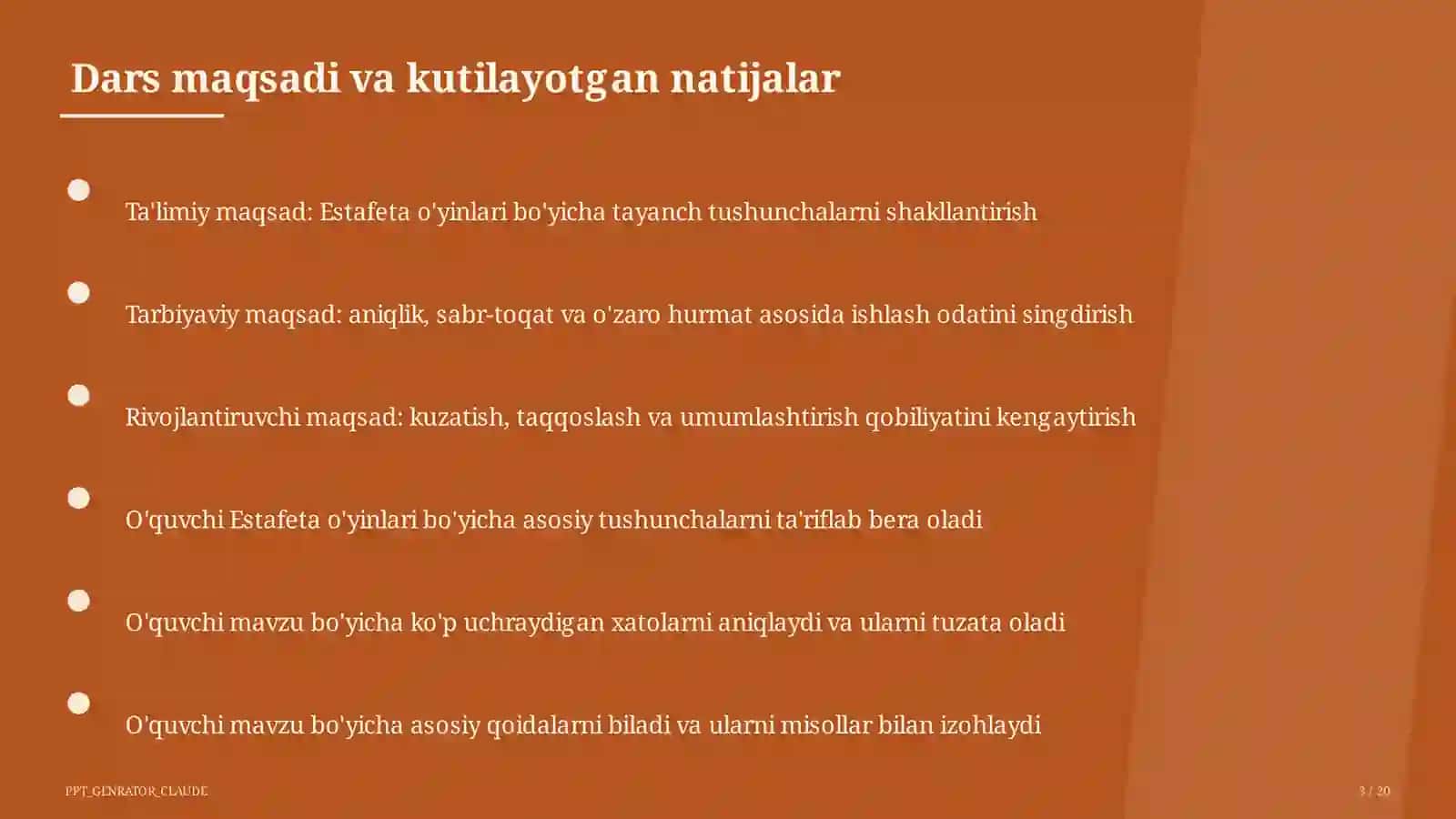 Estafeta o'yinlari (3-sinf) 3