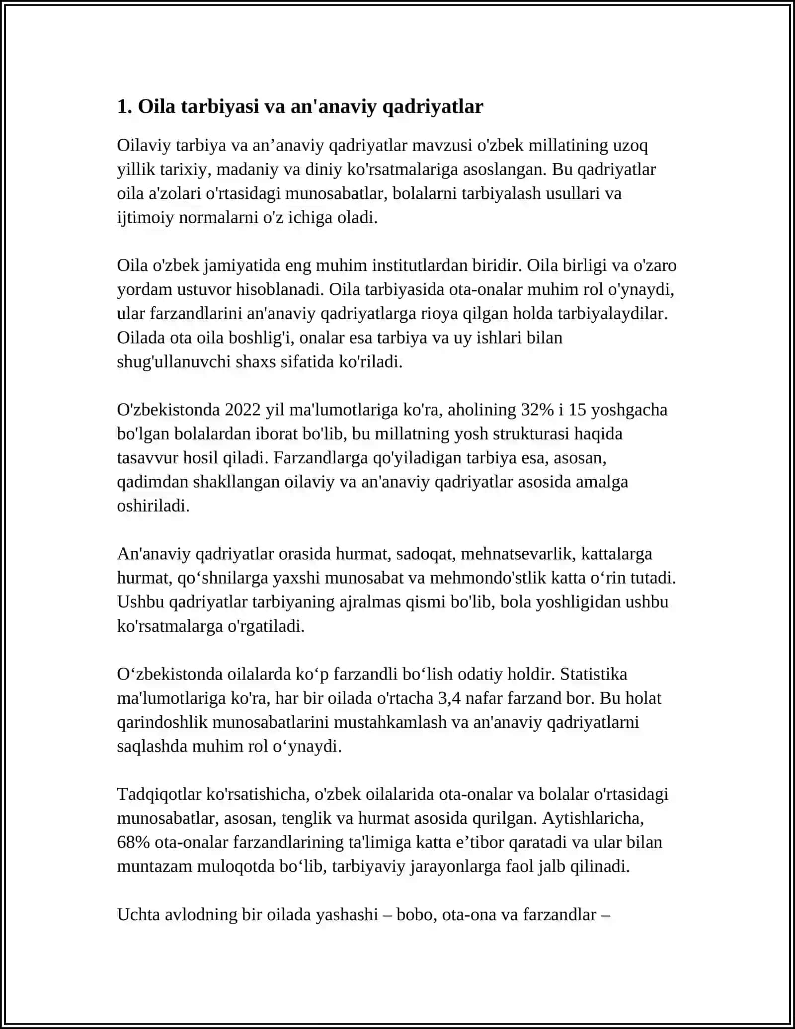 "AVESTODA" OILA TARBIYASI MASALALARI 3