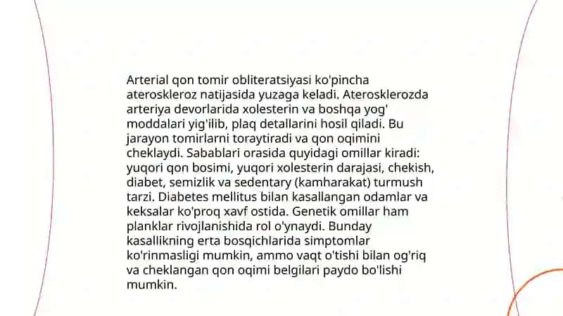 Arterial qon tomirlarni surunkali obliteratsiyasida zamonaviy davolash usullari 3