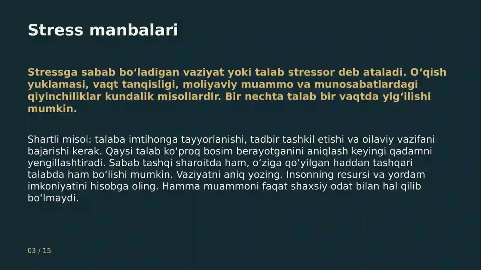 Stress va uni boshqarish 3