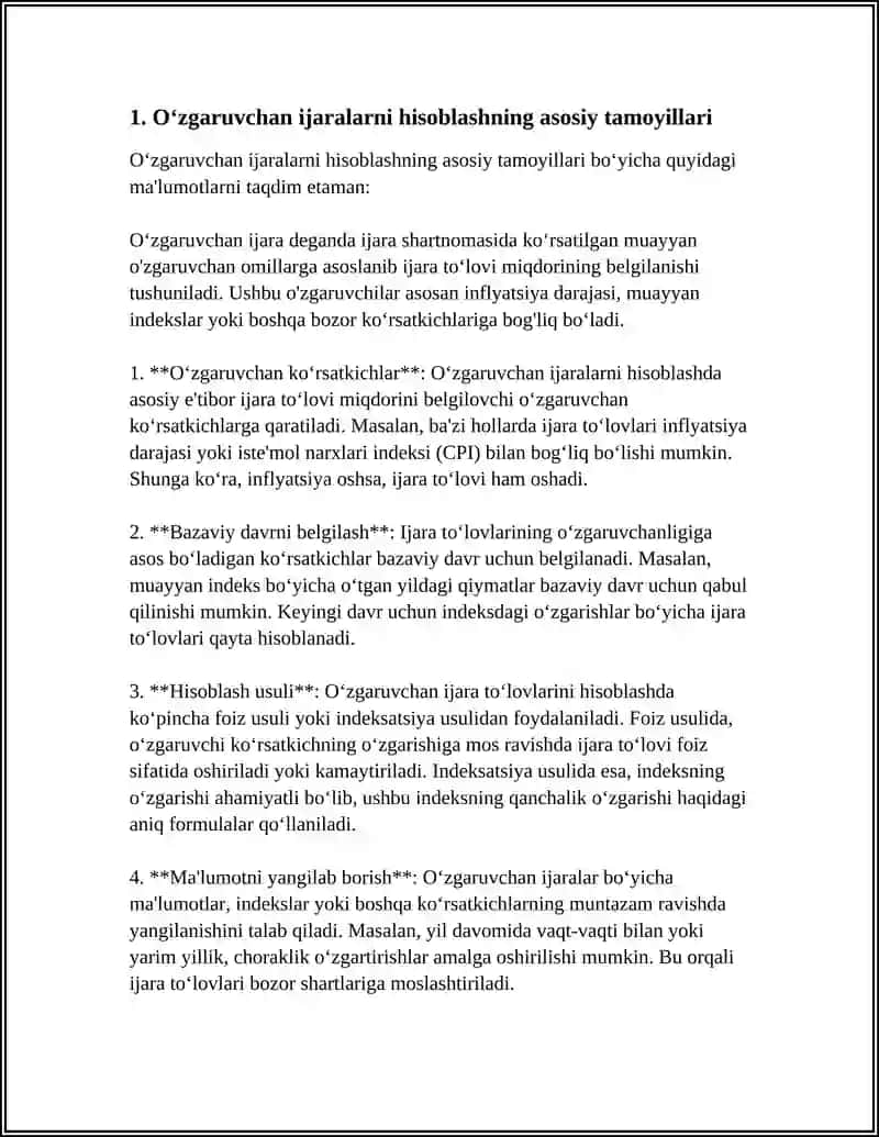 OʻZGARUVCHAN RENTALARNI HISOBLASH 3