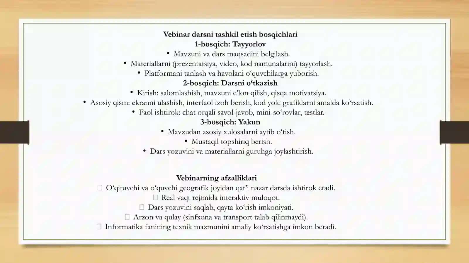Informatika va Axborot Texnologiyalari Fanidan Vebinar Darslarni Tashkil Etish 3