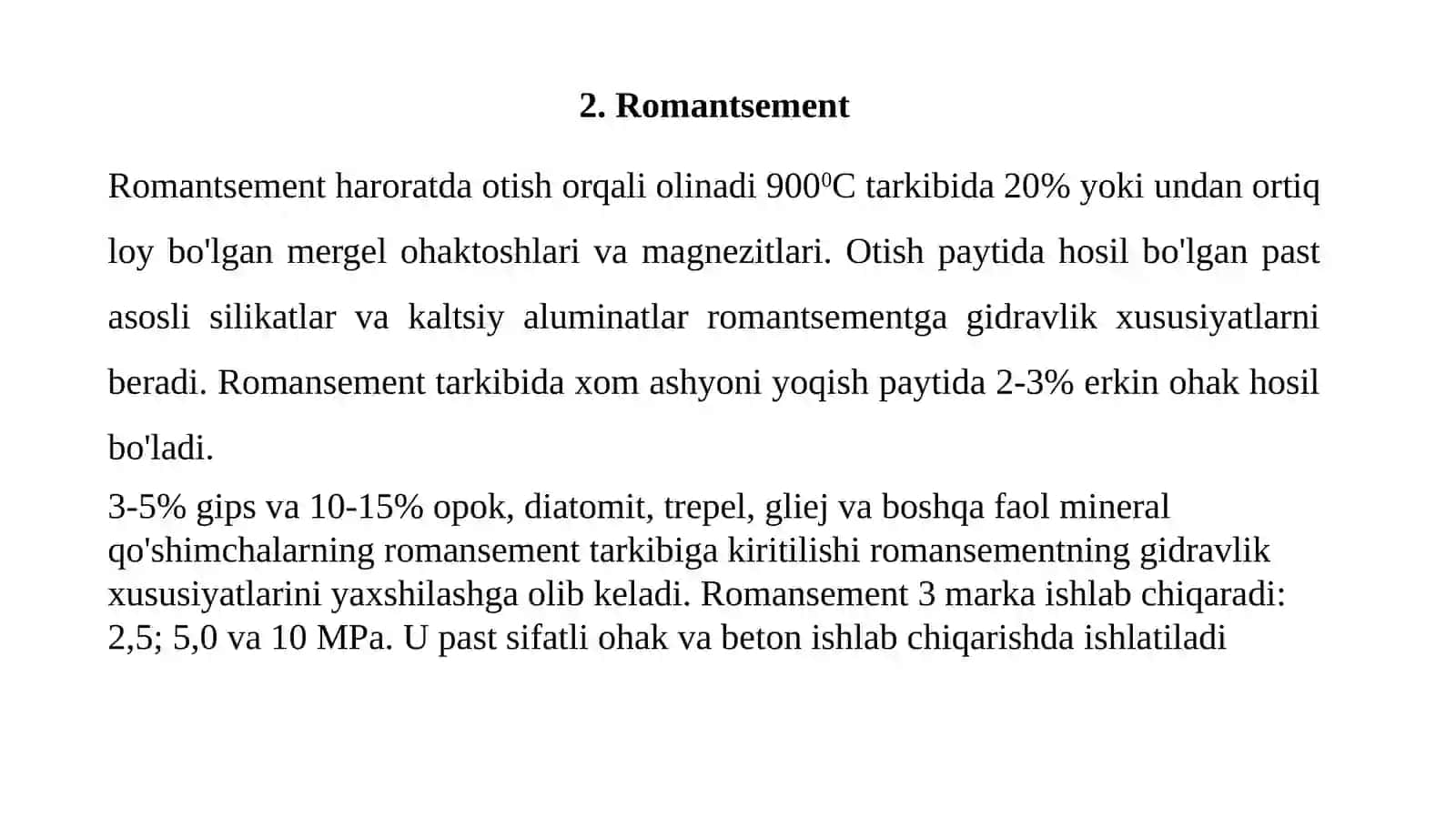 Gidravlik bog'lovchi moddalar. Gidravlik bog'lovchi portlantsement, xom-ashyosi, ishlab chiqarish usullari, texnologiyasi, xossalari 3