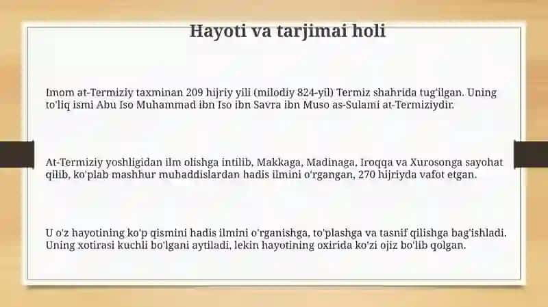 Iso at-Termiziyning islom sivilizatsiyasiga qoʻshgan hissasi 3