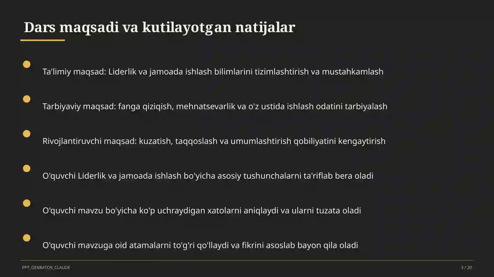 Liderlik va jamoada ishlash (11-sinf) 3