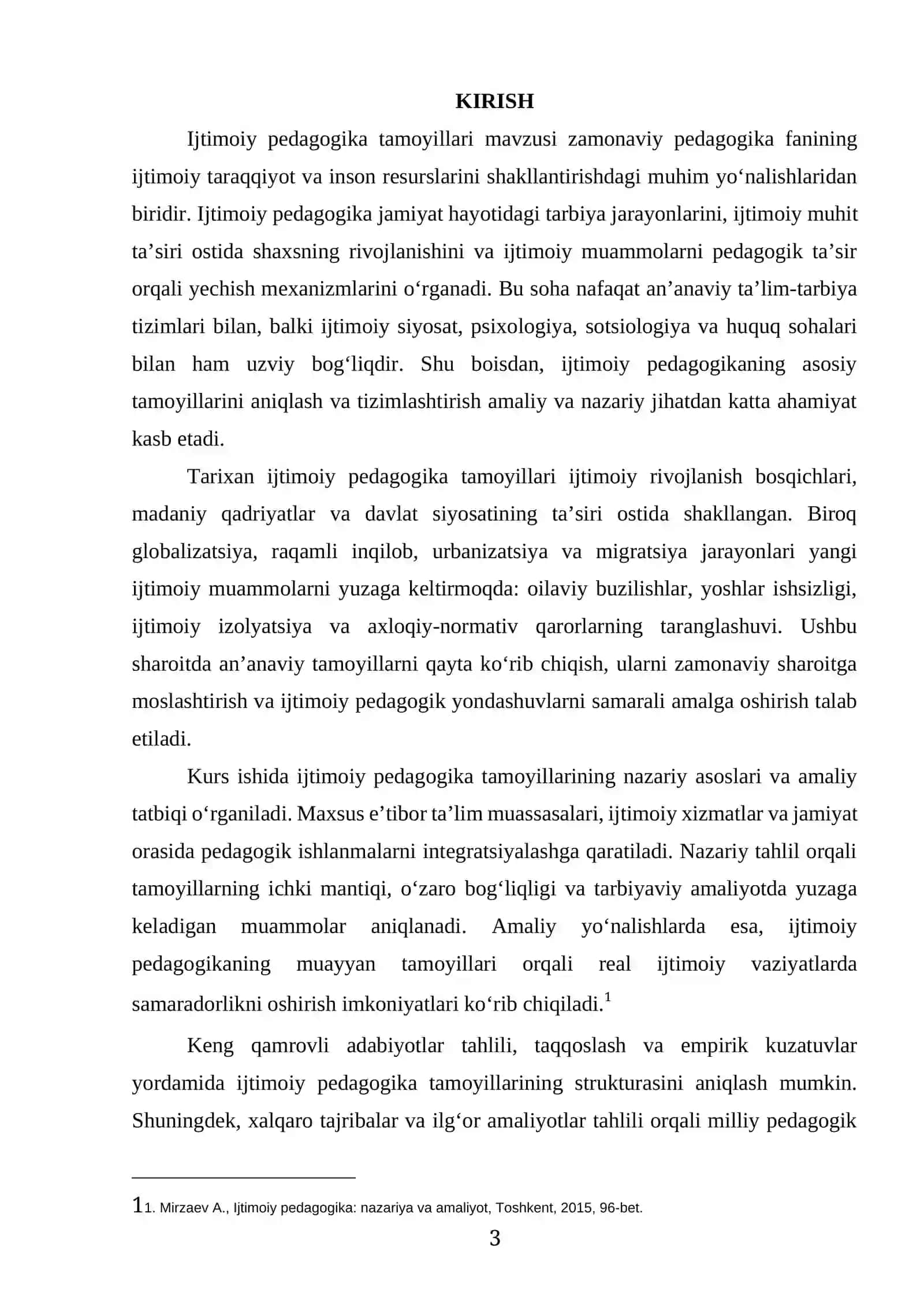 Ijtimoiy Pedagogika Tamoyillari Kurs Ishi 3
