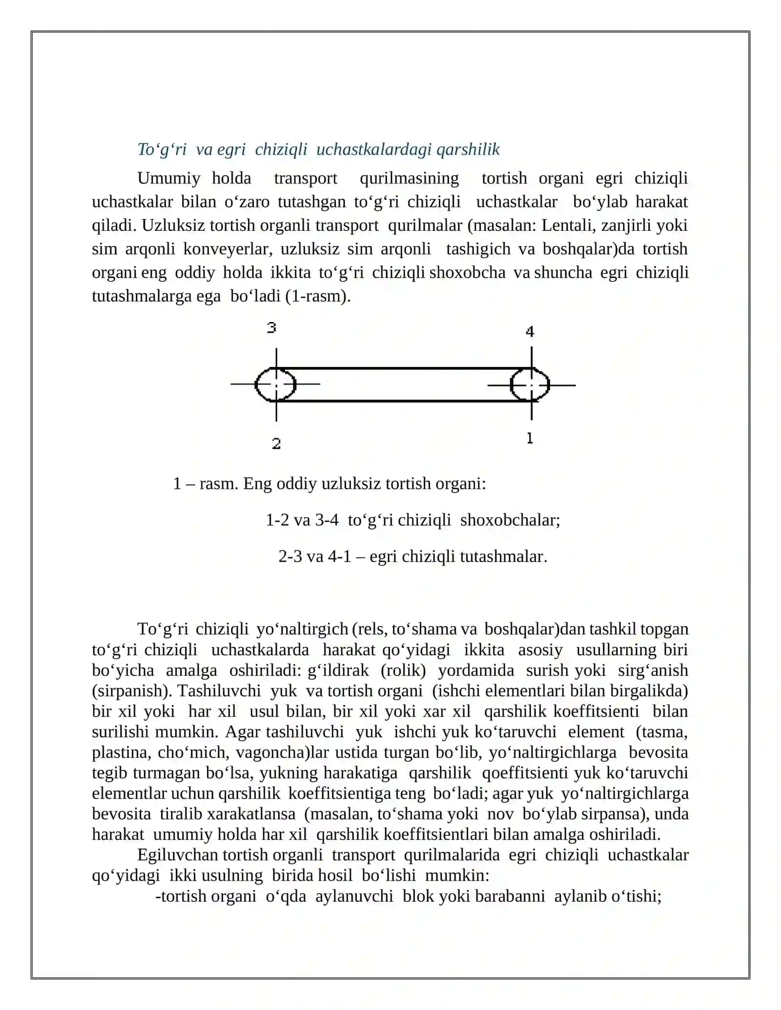 Lentali konveyerlarda tortish kuchini uzatisha xarakatga qarshilik kuchlari 3