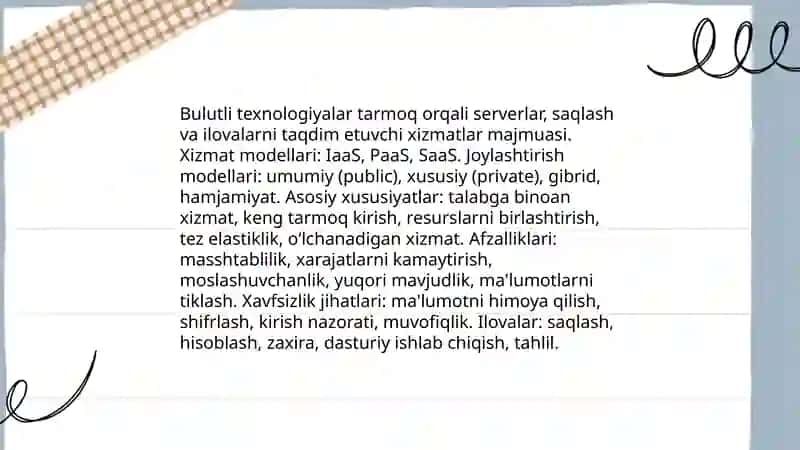 Bulutli texnologilardan foydalanish 3