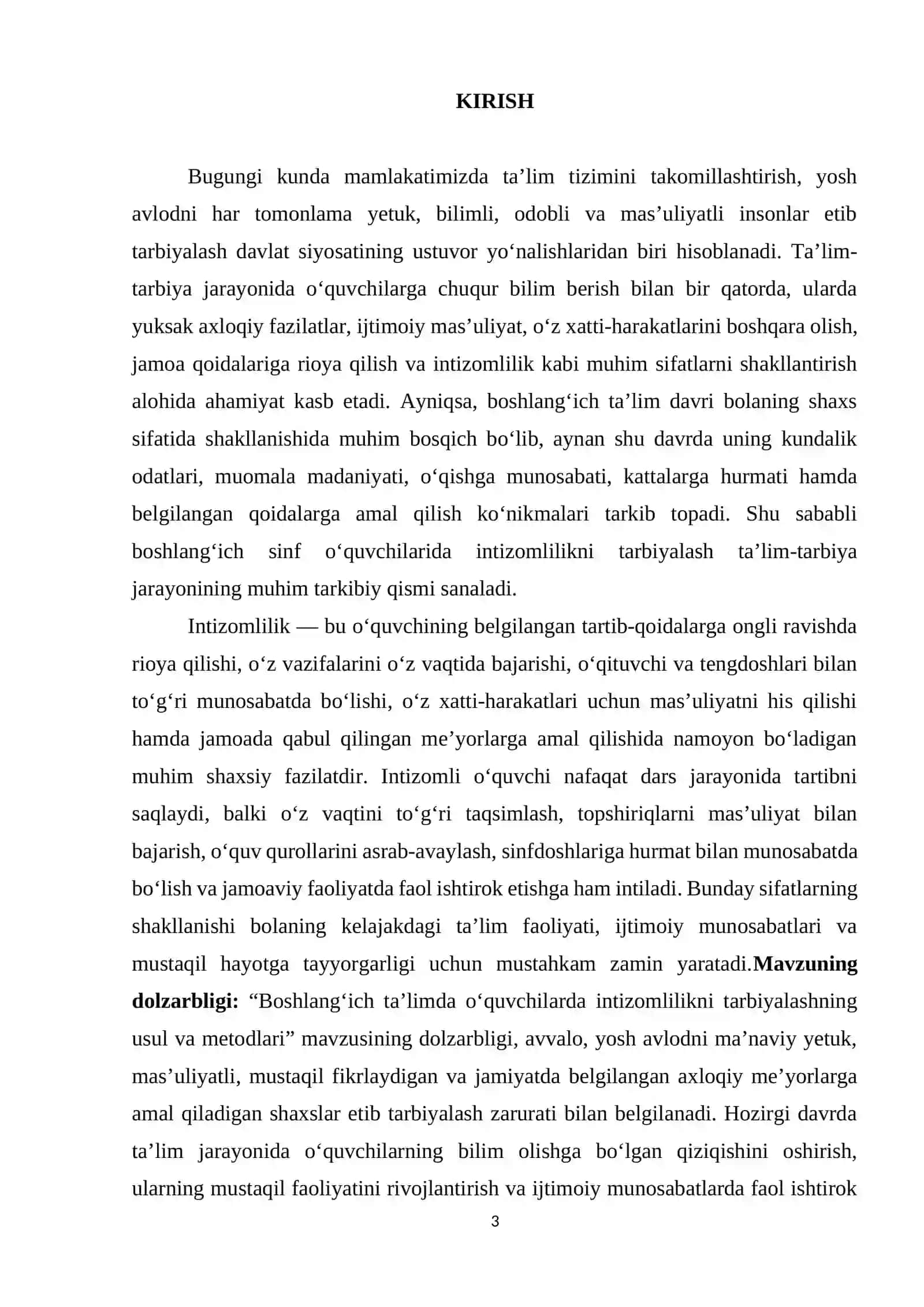 BOSHLANG'ICH TA'LIMDA O'QUVCHILARDA INTIZOMLILIKNI TARBIYALASHNING USUL va metodlari 3