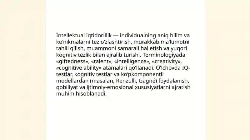 Intellektual iqtidorlilik. Qobiliyat muammosini о‘rganishga qisqacha tarixiy sharh 3