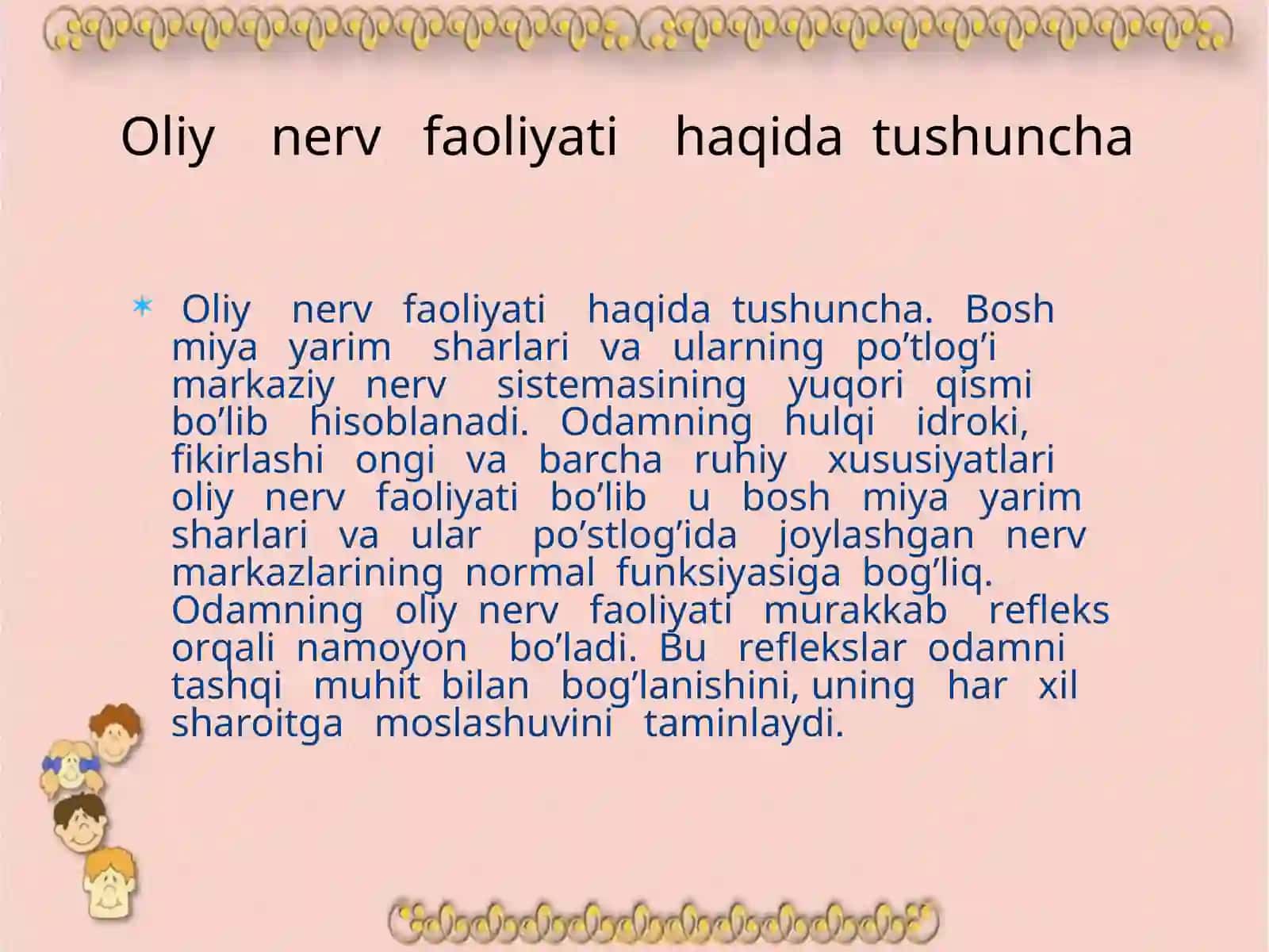 Oliy nerv faoliyati.Xotira xususiyatlarini aniqlash.Oliy nerv faoliayti tipini aniqlash. 3