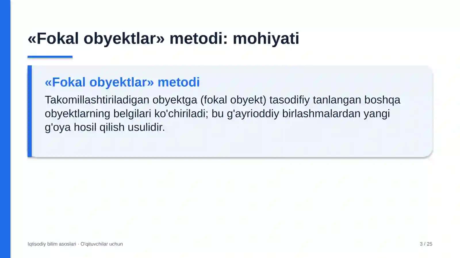 iqtisodiy bilim asoslari darslarida fokal obyektlar metodidan foydalanish 4946 3