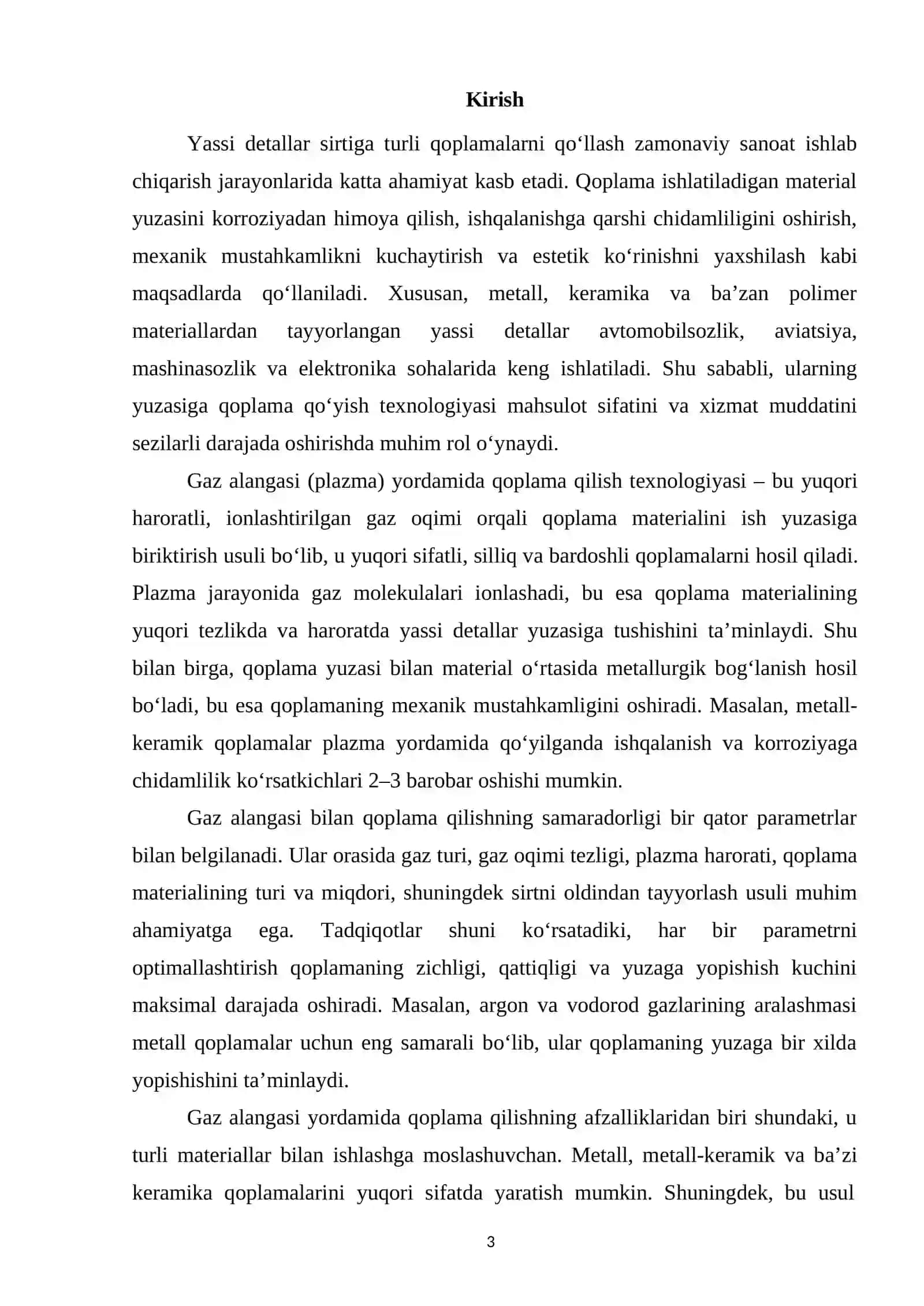Gaz alangasi yordamida yassi detallar sirtiga qoplama qoplash 3