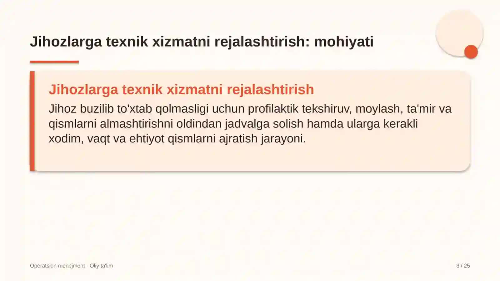 Avtomobil yuvish shoxobchalarida jihozlarga texnik xizmat ko'rsatishni rejalashtirish 3