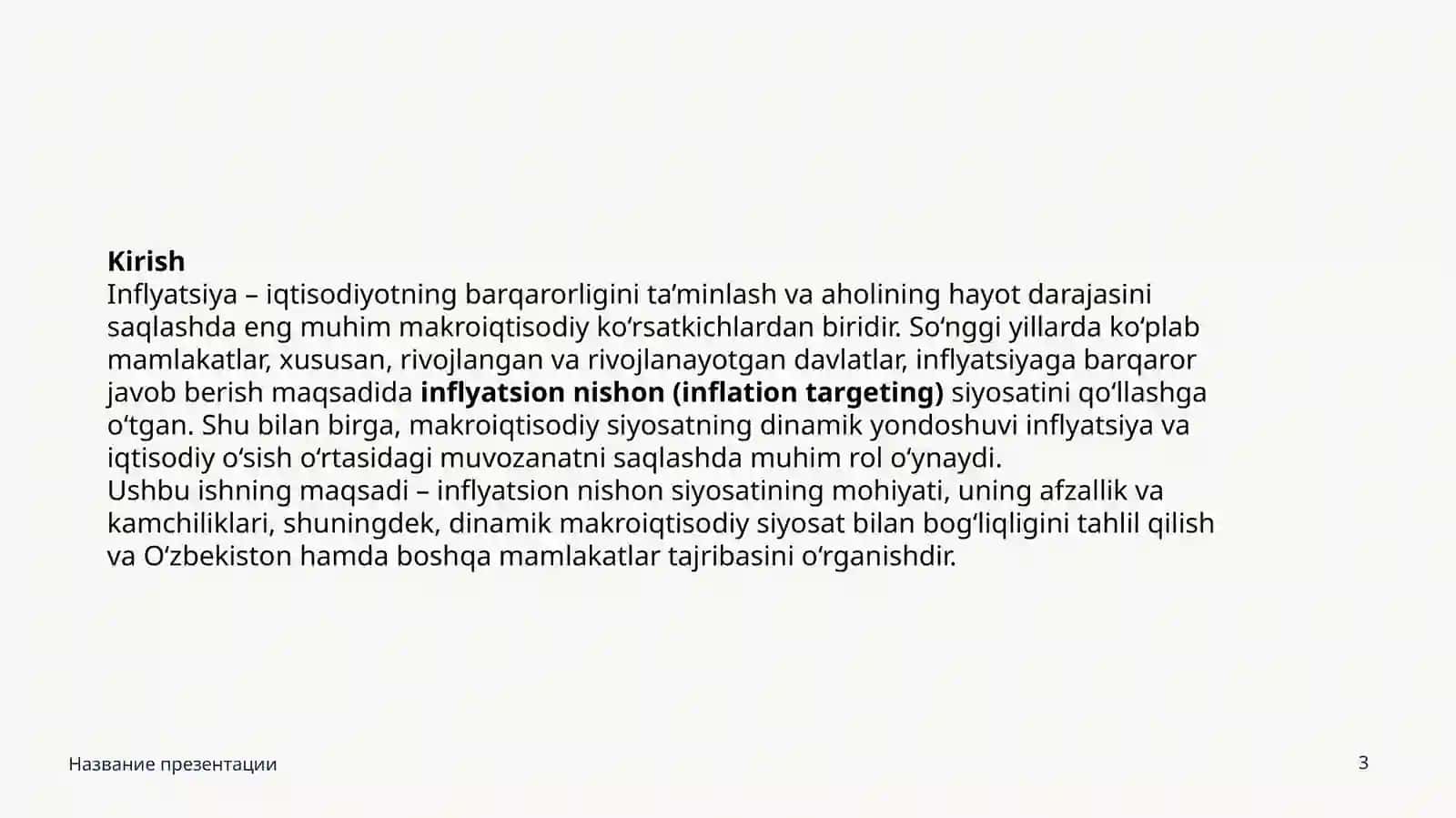 Inflyatsion nishon (Inflation Targeting) va Dinamik Makroiqtisodiy Siyosat 3