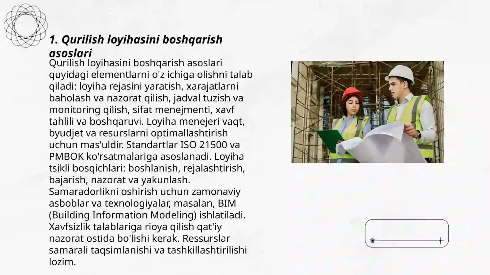 Qurilish yig'uv tashkiloti rejalashtirining asosiy qoidalari 3