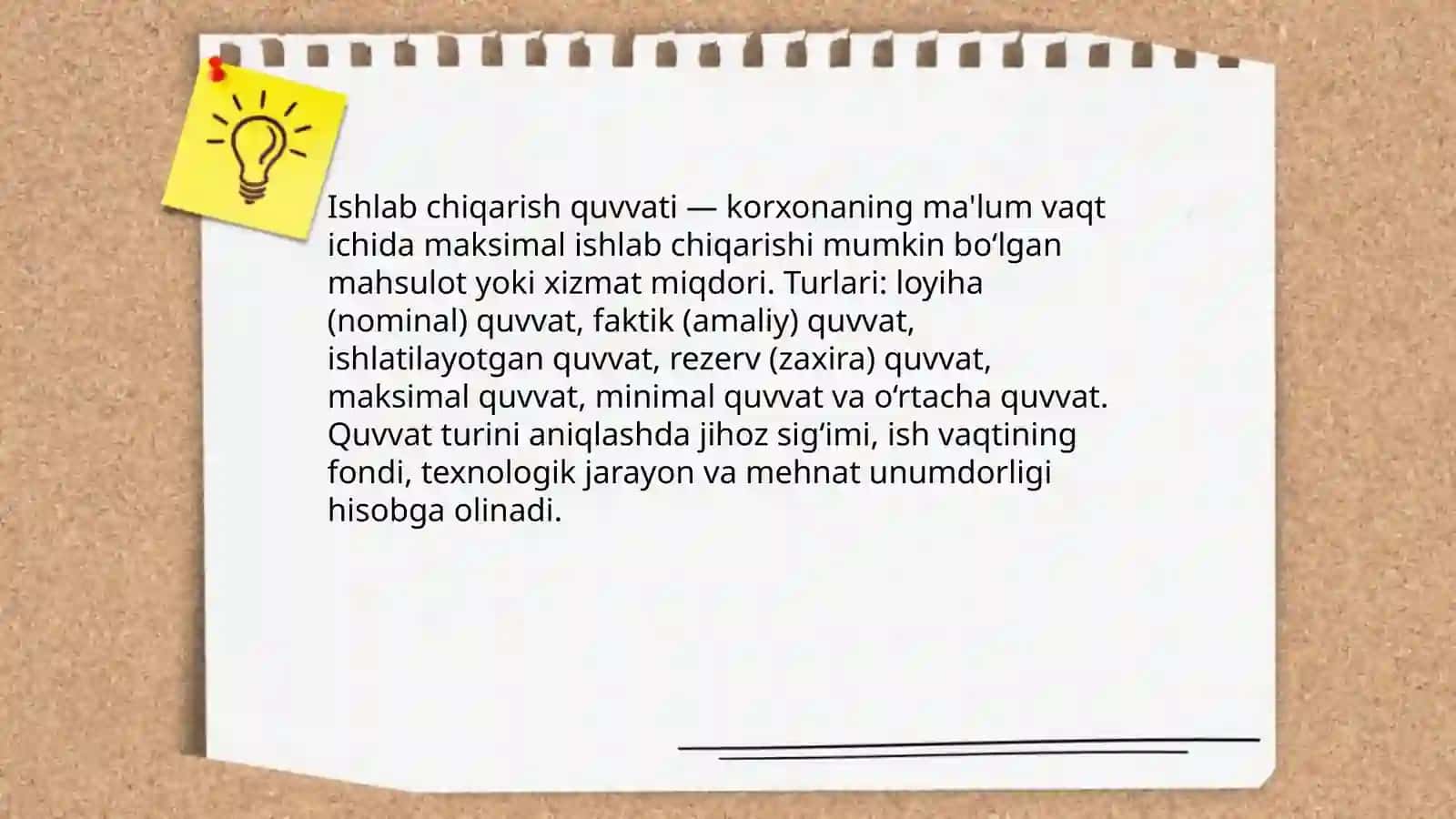 Korxonaning ishlab chiqarish quvvati va hisoblash yo'llari 3